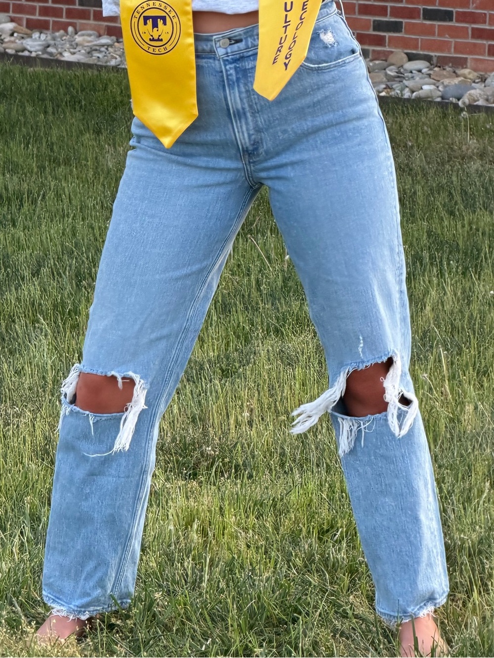 Abercrombie & Fitch Distressed Blue Mom Jeans